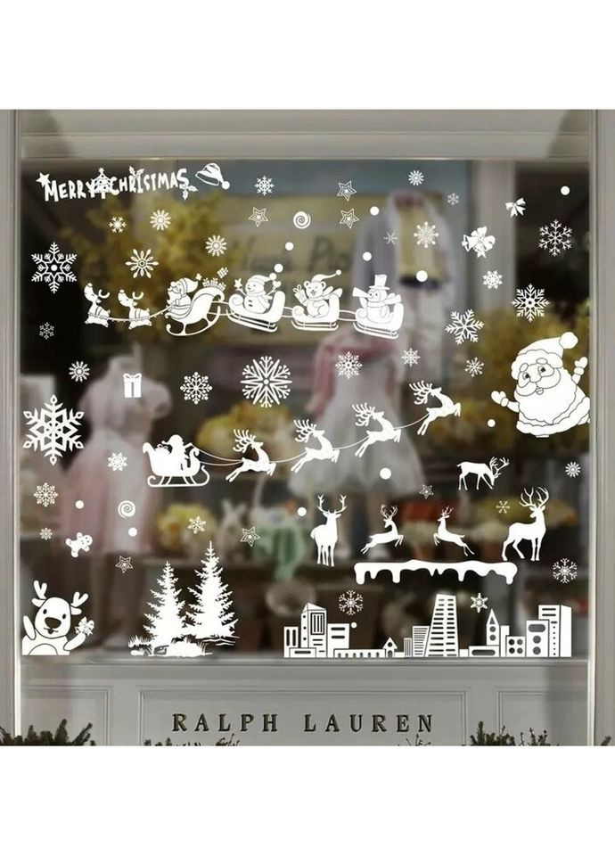 Набор новогодних наклеек на окно New Year 3 9116 20х30 см 9 листов No Brand (335583474)