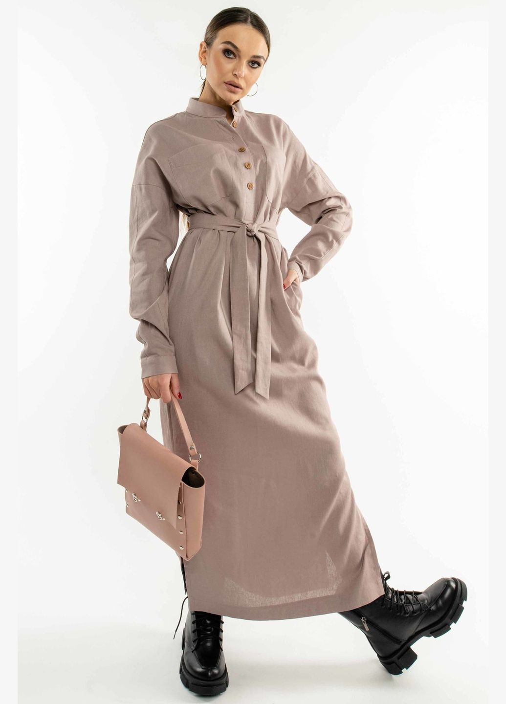 Лілова повсякденний сукня-сорочка вільного силуету з розрізами по низу сукні (пл 1321) RiMari