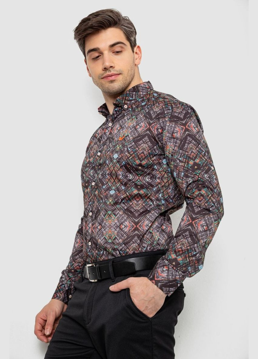 Сорочка чоловіча з принтом, колір коричневий, 214R2684 Ager (346345257)