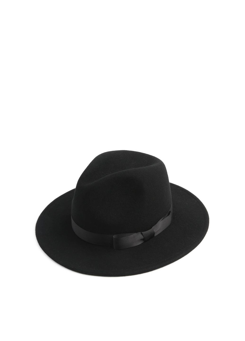 Шляпа федора женская с лентой фетр черная LuckyLOOK 659-941 (289478352)
