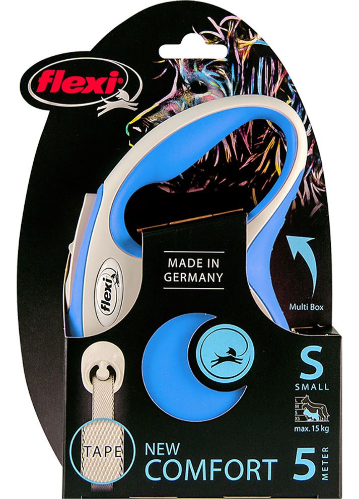 Повідець-рулетка New Comfort S стрічка 5 м Синій (4000498043530) Flexi (364749047)