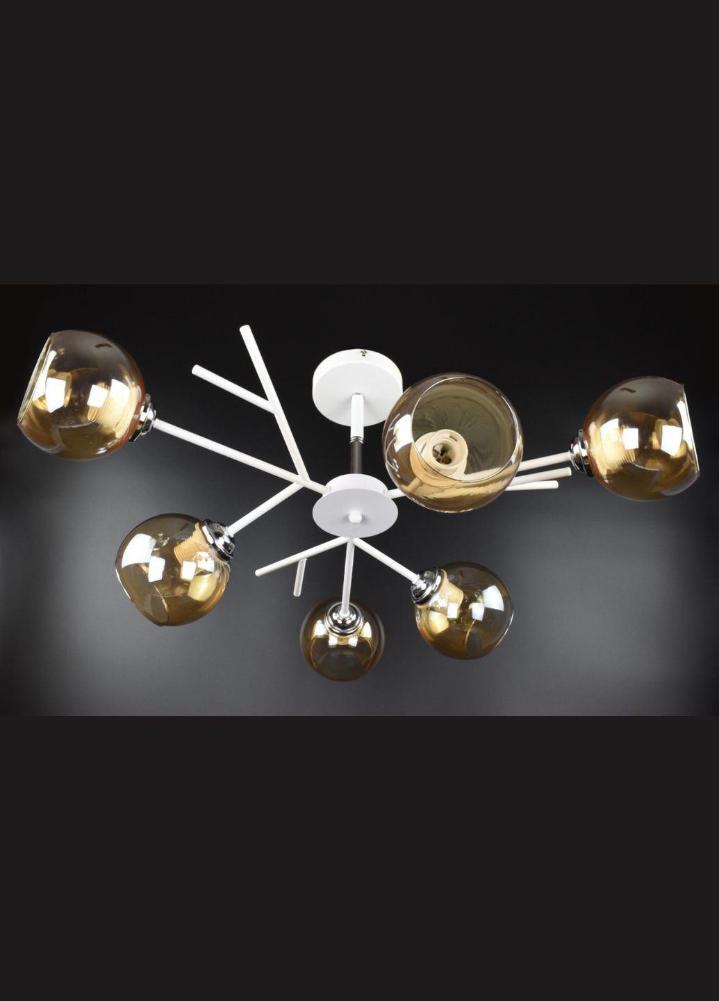 Люстра стельова на 6 лампочок 26556 Білий 34х70х70 см. Sunnysky (364491883)