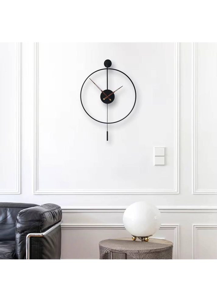 Настінний годинник - металевий чорний з маятником Діаметр 60 см No Brand (363186089)