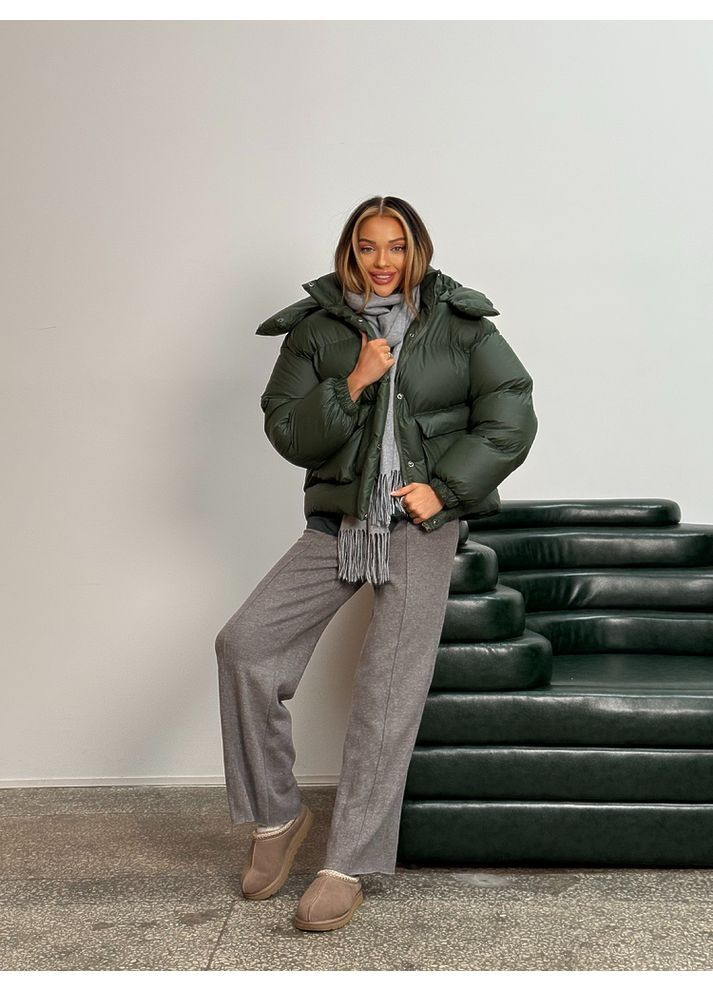 Оливковая куртка пуфер beze цвет оливка milirud
