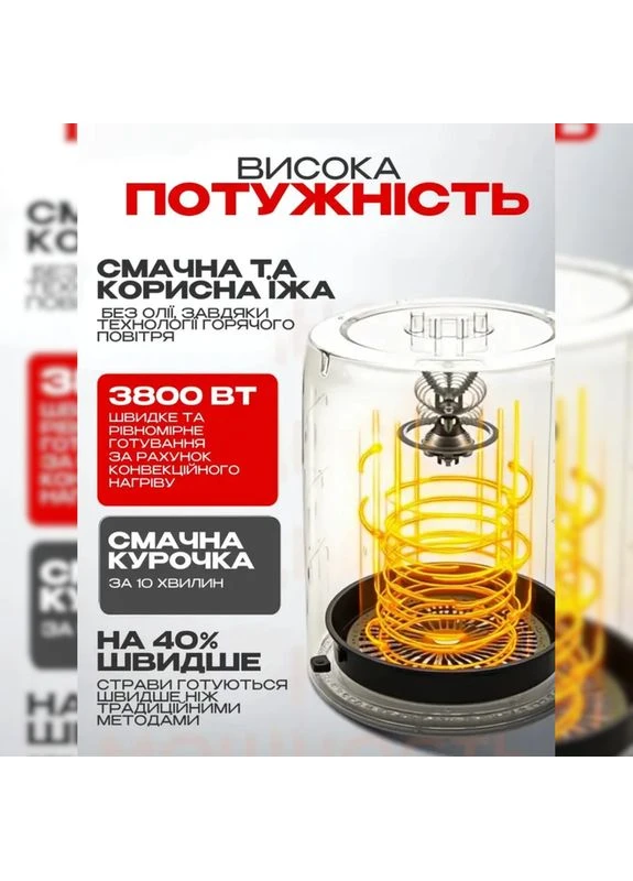 Аерофрітюрниця для швидкого приготування їжі, Фритюрниця без олії вигідна пропозиція, ARG Rainberg (395979996)