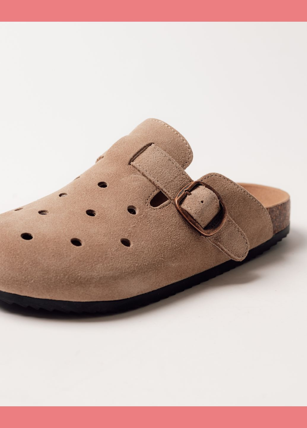 Бежевые сабо на платформе с перфорацией замша ALLSY на платформе