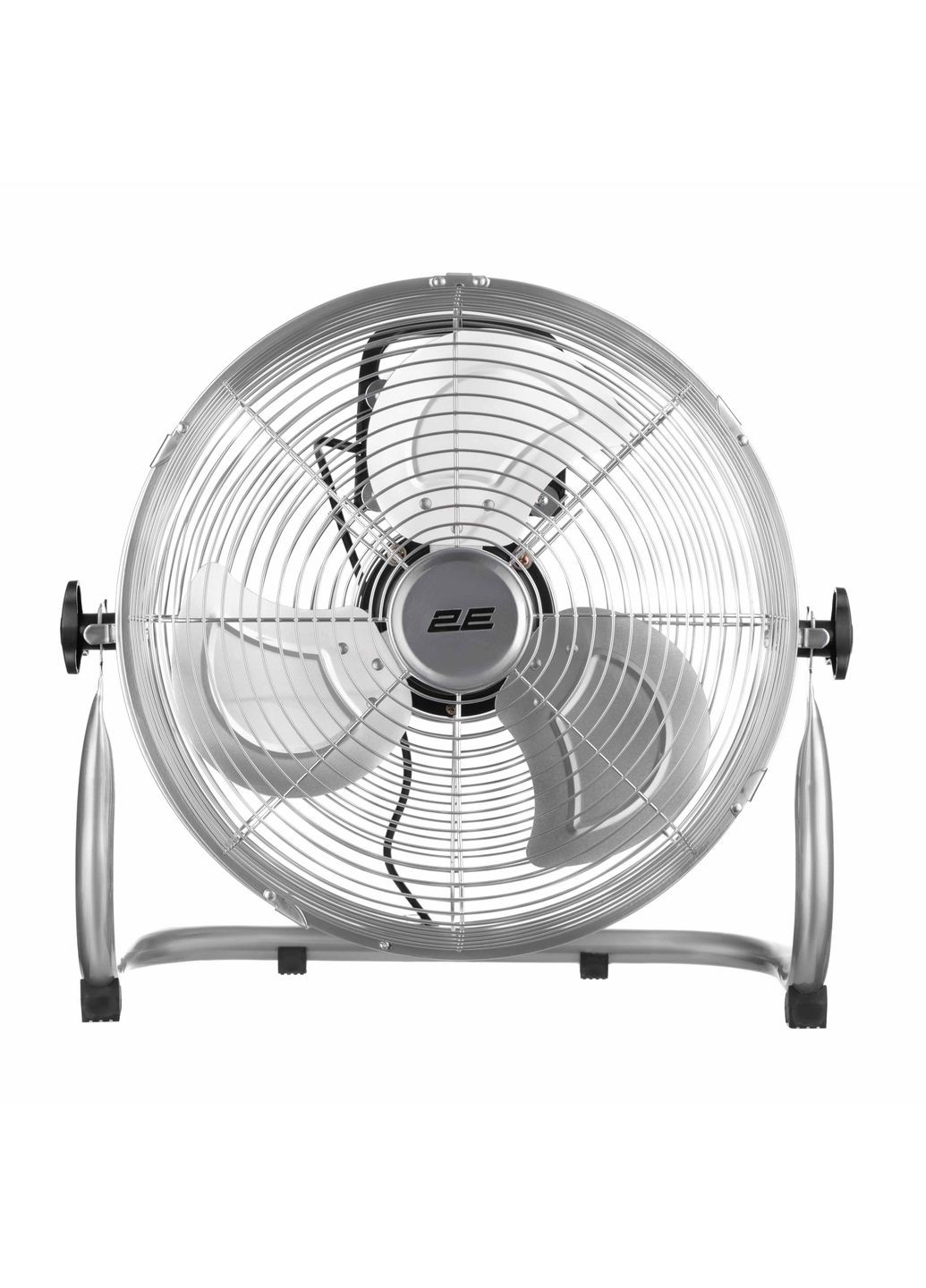 Напольный вентилятор профессиональный, 35см, 65Вт, кнопки, двигатель медь 100%, серебряный 2E (360396145)