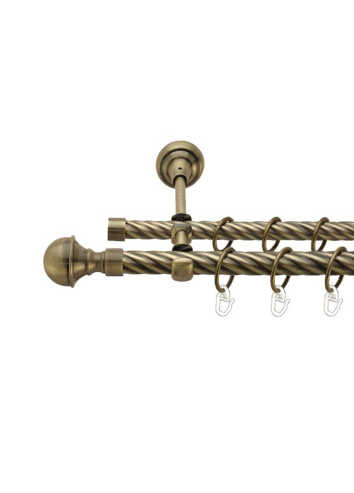 Карниз Бостон металлический двухрядный открытый скрученная труба Антик 19\16 мм 200 см (00-00017430) ORVIT (300280547)