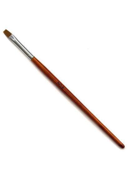 Кисть для гелю рівна плоска №8 коричнева ручка Mileo (299384938)