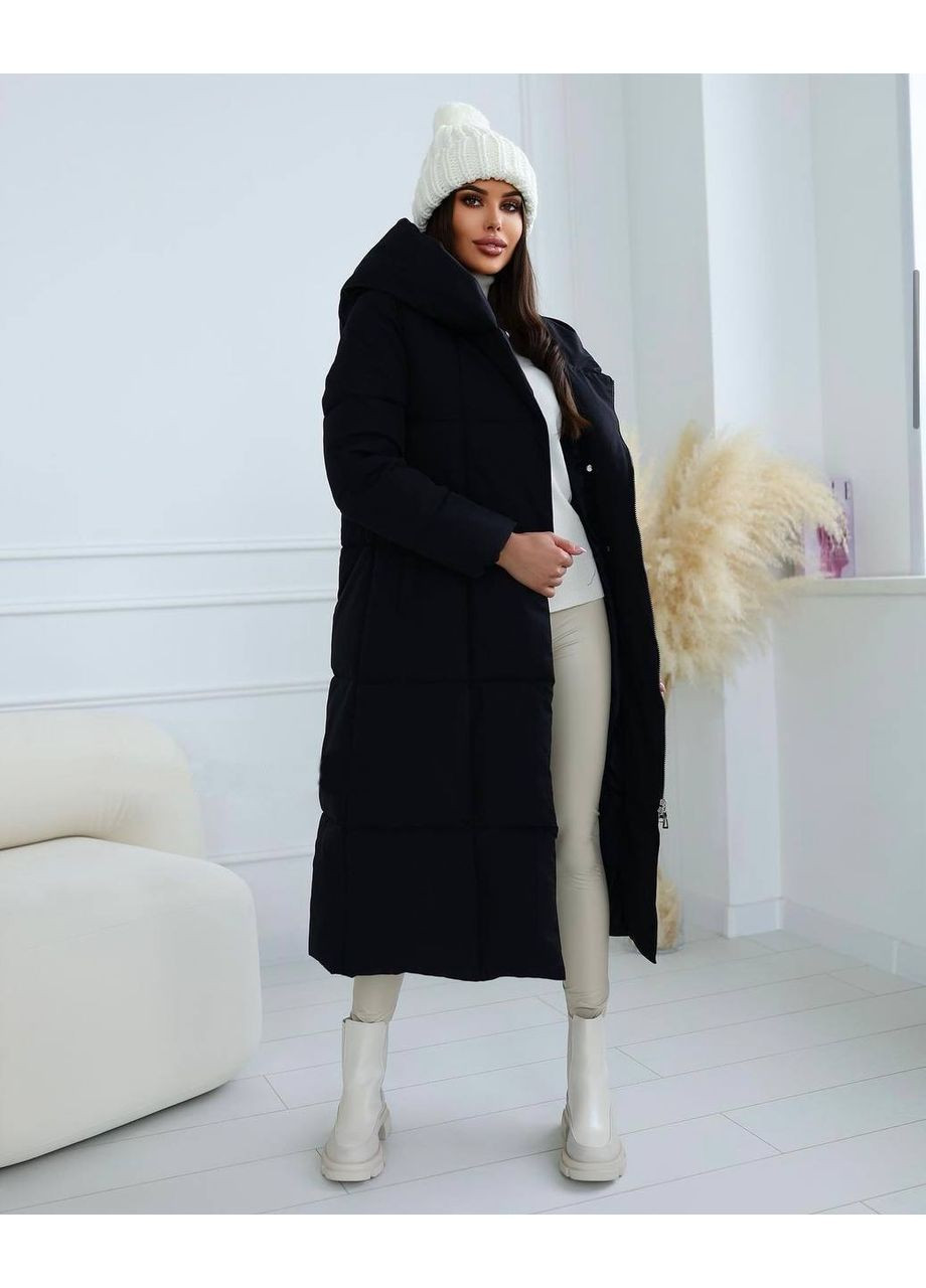 Черная зимняя зимняя куртка на змейке + кнопки Stylish Touch