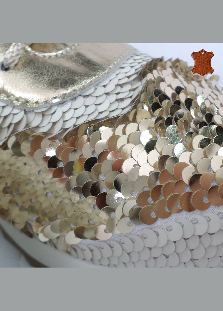 Женские кожаные золотистые кроссовки с пайетками. Размер 36. Fashion золотистые демисезоны (346489114)