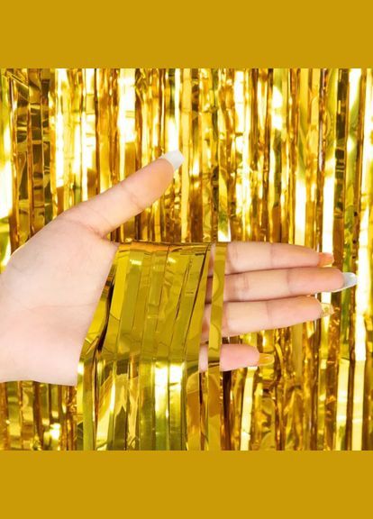 для фотозони новорічний святковий 2м на 1м золотистий Jannet Дощик (316355330)