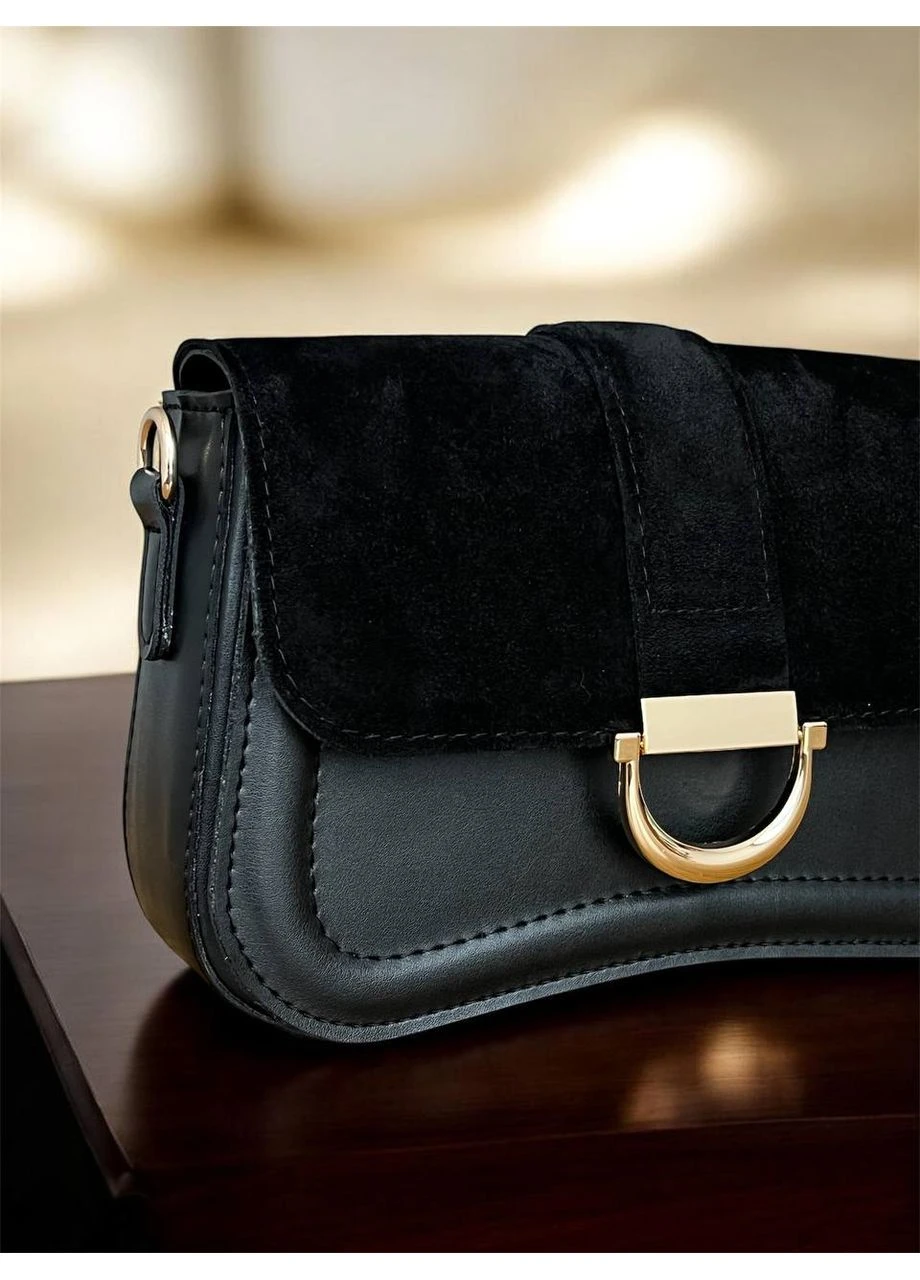 Женская мини-сумка Starbags 047 черная с натуральной замшей В1 No Brand (382836597)