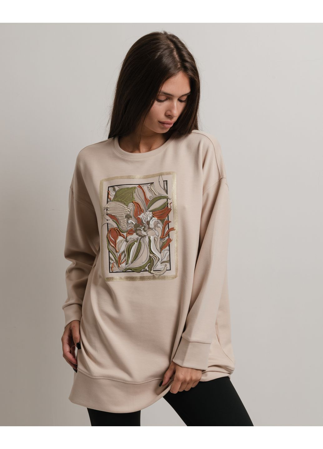 Бежевый свитшот длинный Butella (361408892)