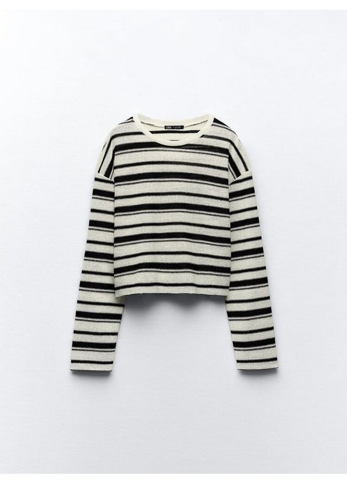 Чорно-білий демісезонний светр укорочений 2298/651/800 Zara