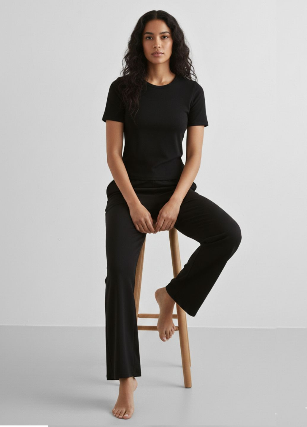 Черная всесезон женская пижама jersey straight leg pyjama set комплект для дома и сна серый (8589) футболка + брюки Primark