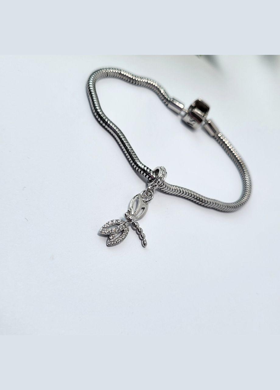 Серебряный шарм с подвеской Стрекоза серебро 925 проба Родированное 964р 1.60г No Brand (306742833)