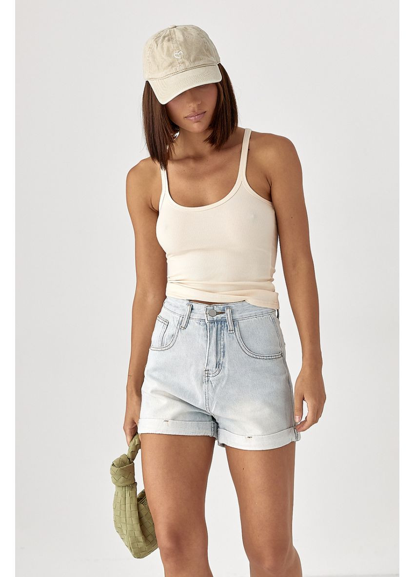 Женские джинсовые подкатанные шорты Lurex Шорты (370393265)