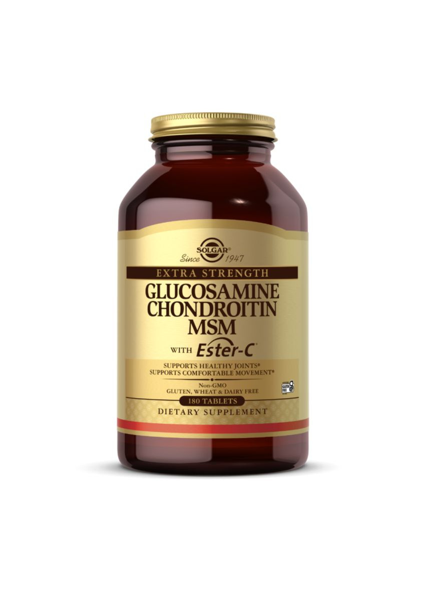 Хондропротектор Extra Strength Glucosamine Chondroitin MSM with Ester-C® - 180 tabs Solgar (317859770)