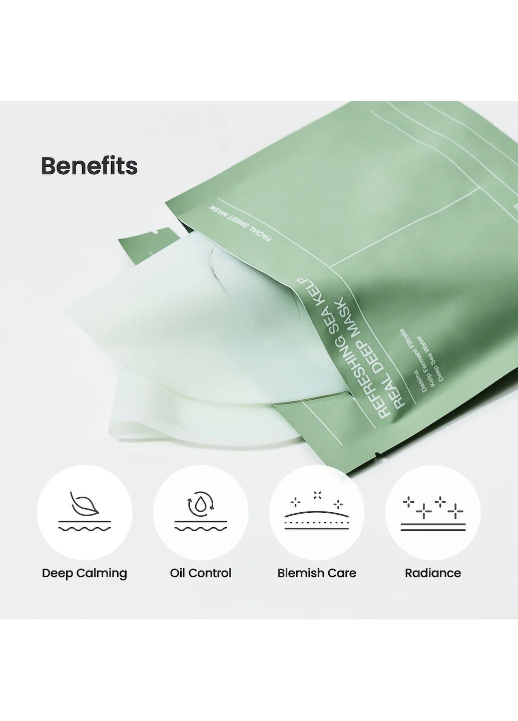 Гидрогелевая освежающая маска Refreshing Sea Kelp Real Deep Mask из морской водоросли, 34г Biodance (316715806)