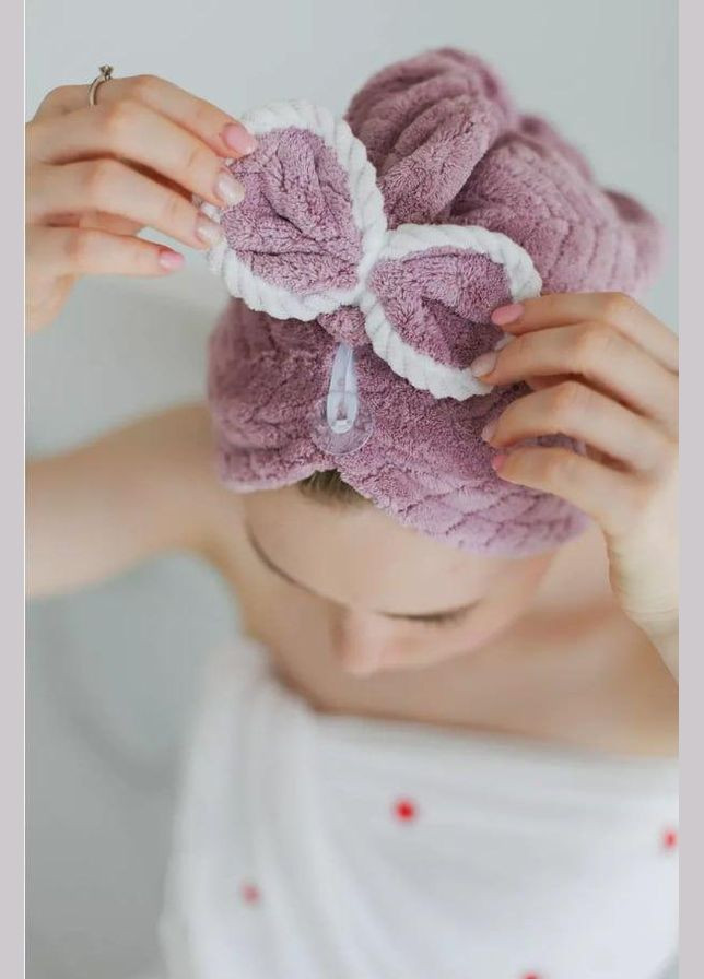 Рушник-шапка для волосся з мікрофібри чалма Рожевий (П4К-chalma-001-03) No Brand однотонний рожевий