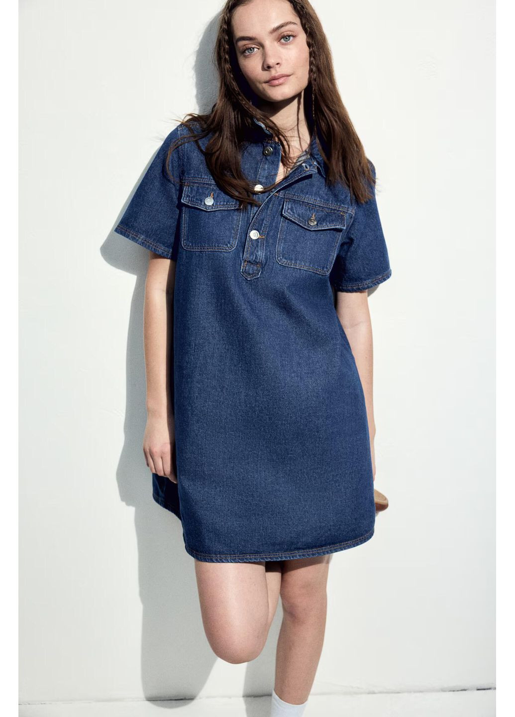Синее платье джинсовое H&M однотонное