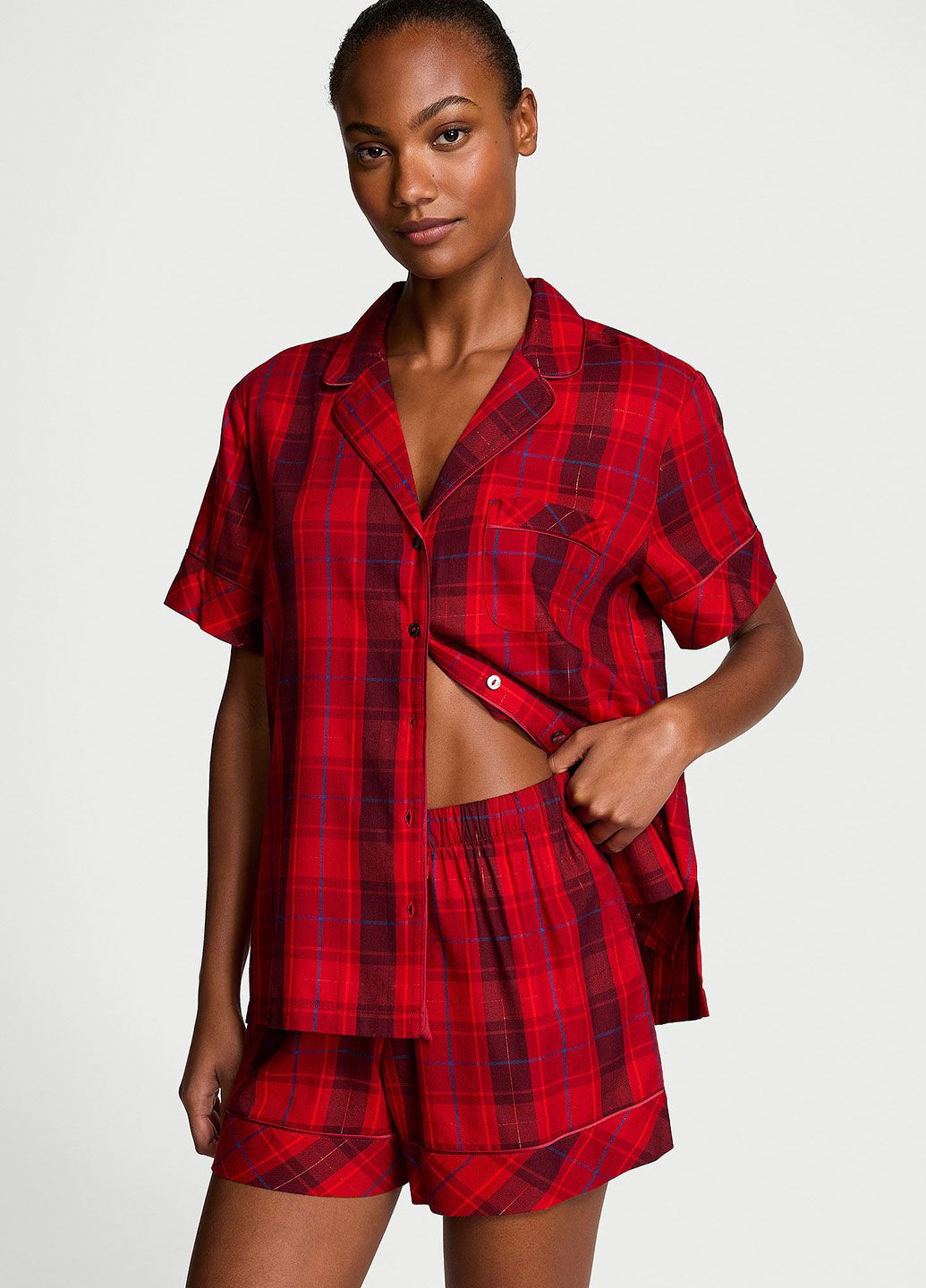 Красная всесезон пижама (рубашка, шорты) рубашка + шорты Victoria's Secret