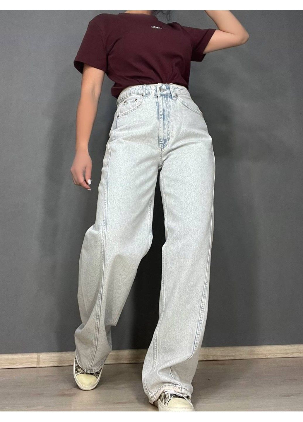 Джинси жіночі 1268-455 palazzo jeans широкі зкошений боковий шов палаццо висока талія світло-блакитні TWIN - (318828252)