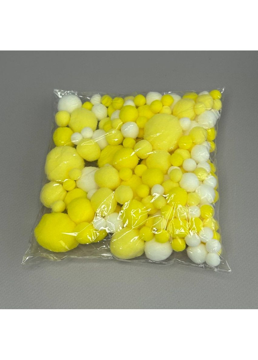 Помпони для творчості 1-3 см, 130 шт/упаковка - жовтий мікс No Brand (360890861)
