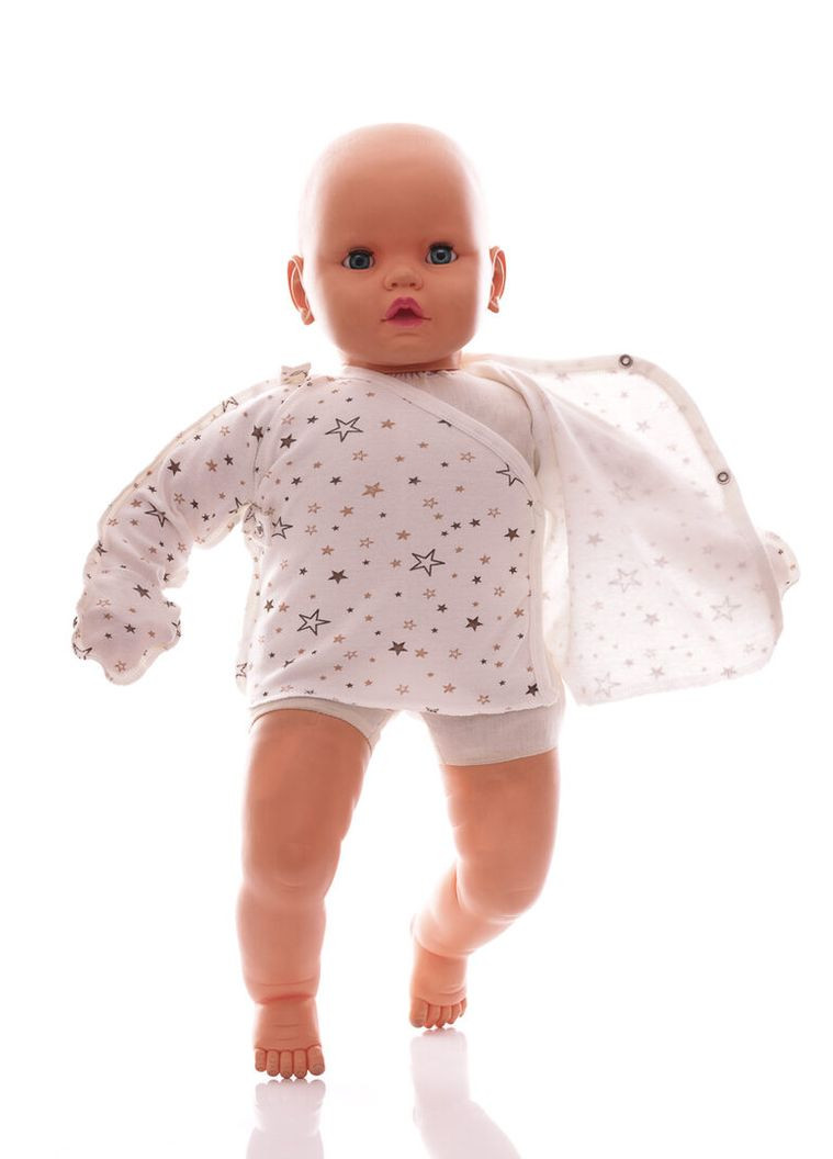 Рубашка с царапинами для девочки интерлок в коричневую белую звездочку 56 см (54593) BABYKROHA (368561417)