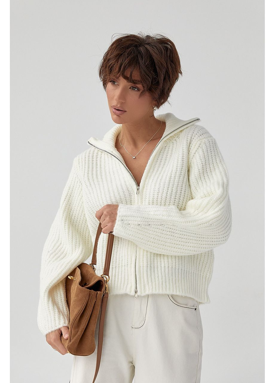 Молочный зимний кардиган Lurex