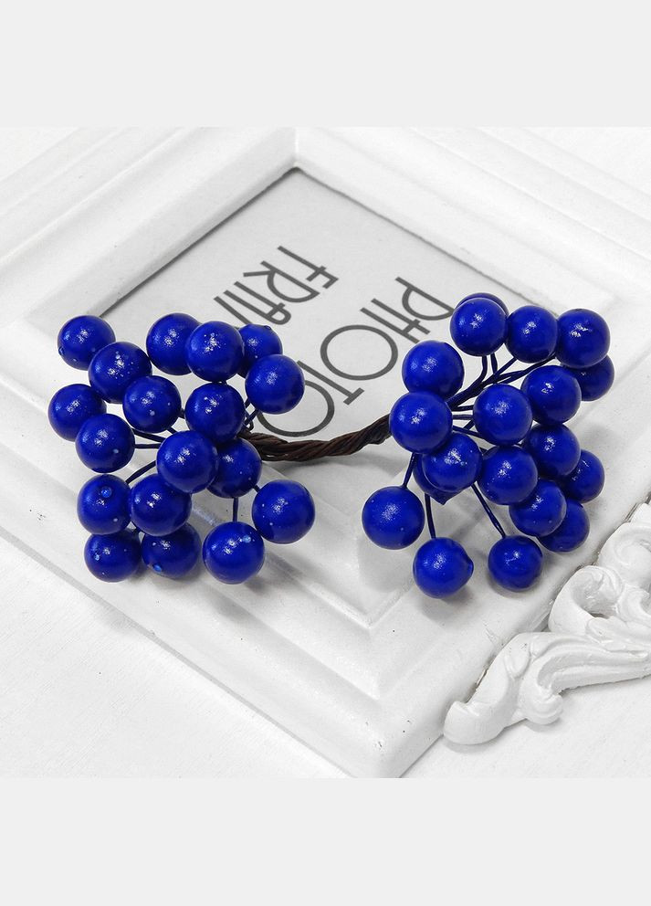Штучні ягоди Калина, 12 мм, пучок, сині, 40 шт No Brand (341731338)