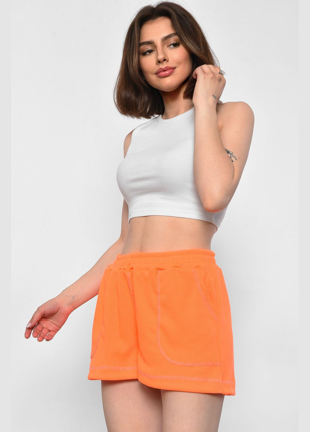 Шорты женские ярко оранжевого цвета Let's Shop (293055782)