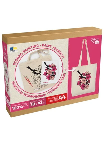 Набор для творчества Talent экосумка-раскраска, Flowers, 38х42 см (4823098544623) Rosa (396871224)