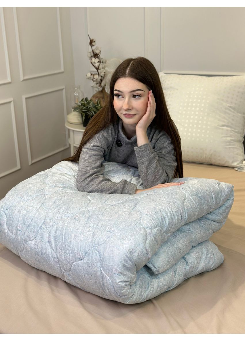 Ковдра полуторна подвійна 4 сезони з холлофайбера 21555 142х210 см блакитна Arda (369014454)