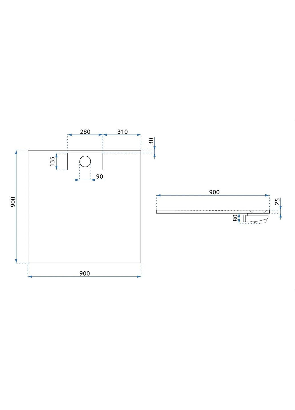 Душовий піддон BAZALT 90x90 WHITE Rea (336937912)