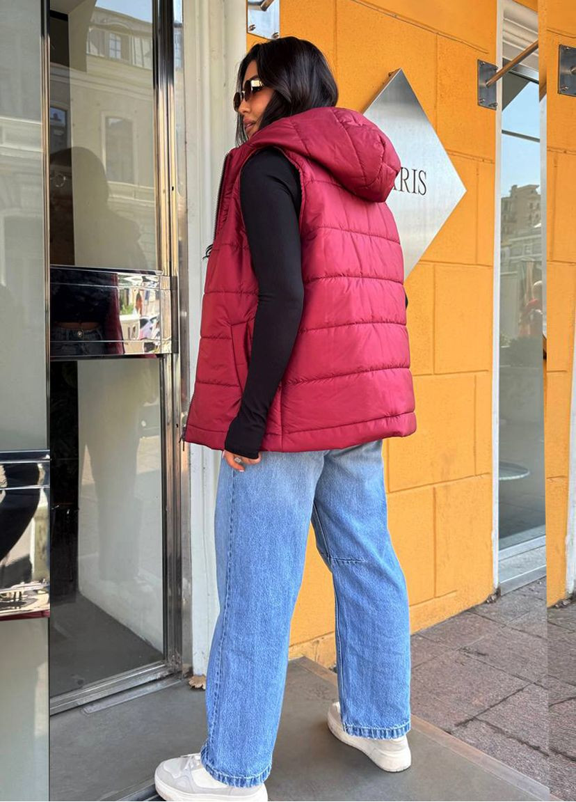 Жіночий стьобаний жилет безрукавка на блискавці з капюшоном QUARTETTO (361242212)