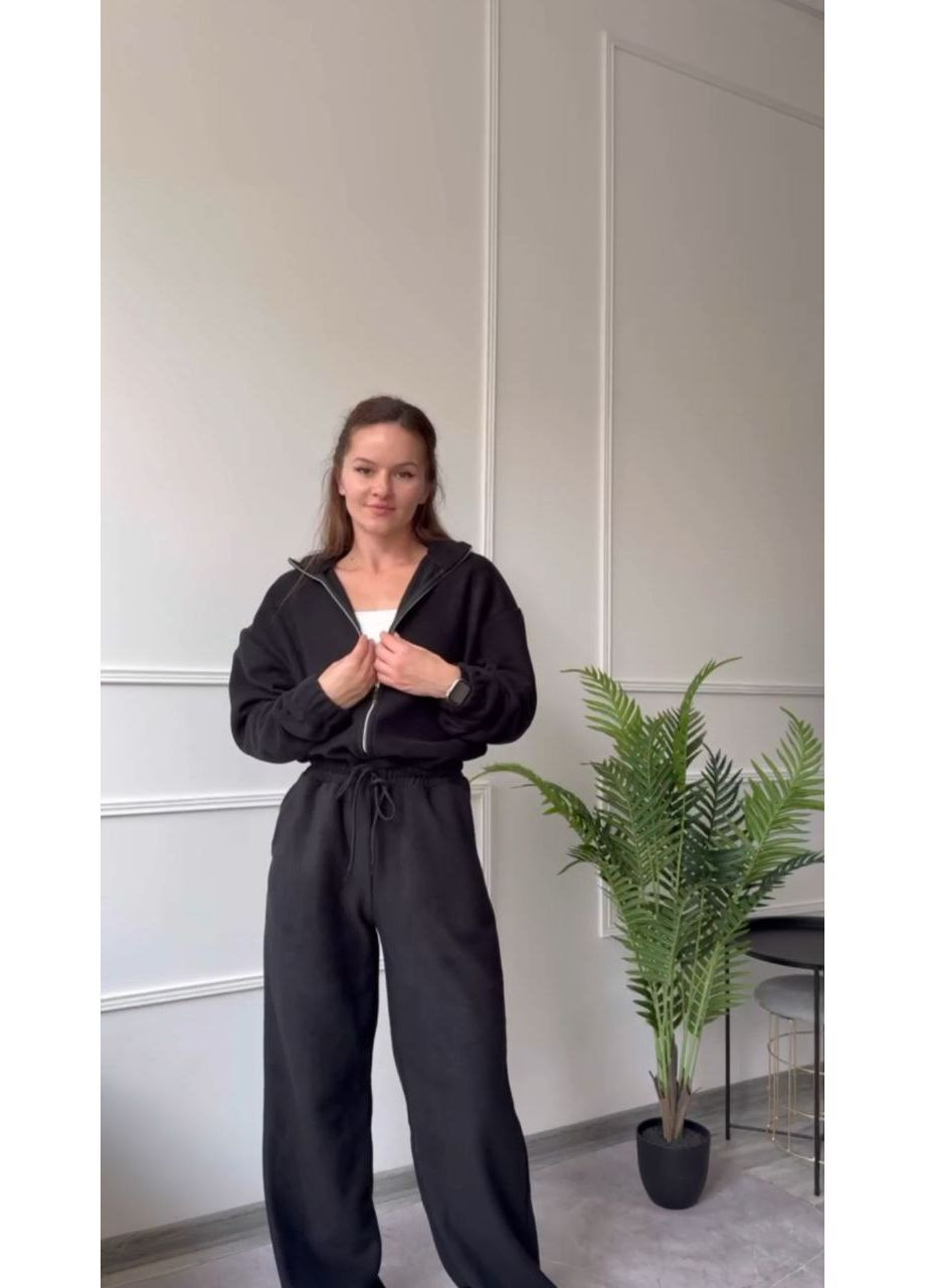 Комбинезон зимний флисовый popluzhnaya комбинезон-брюки чёрный повседневный флис