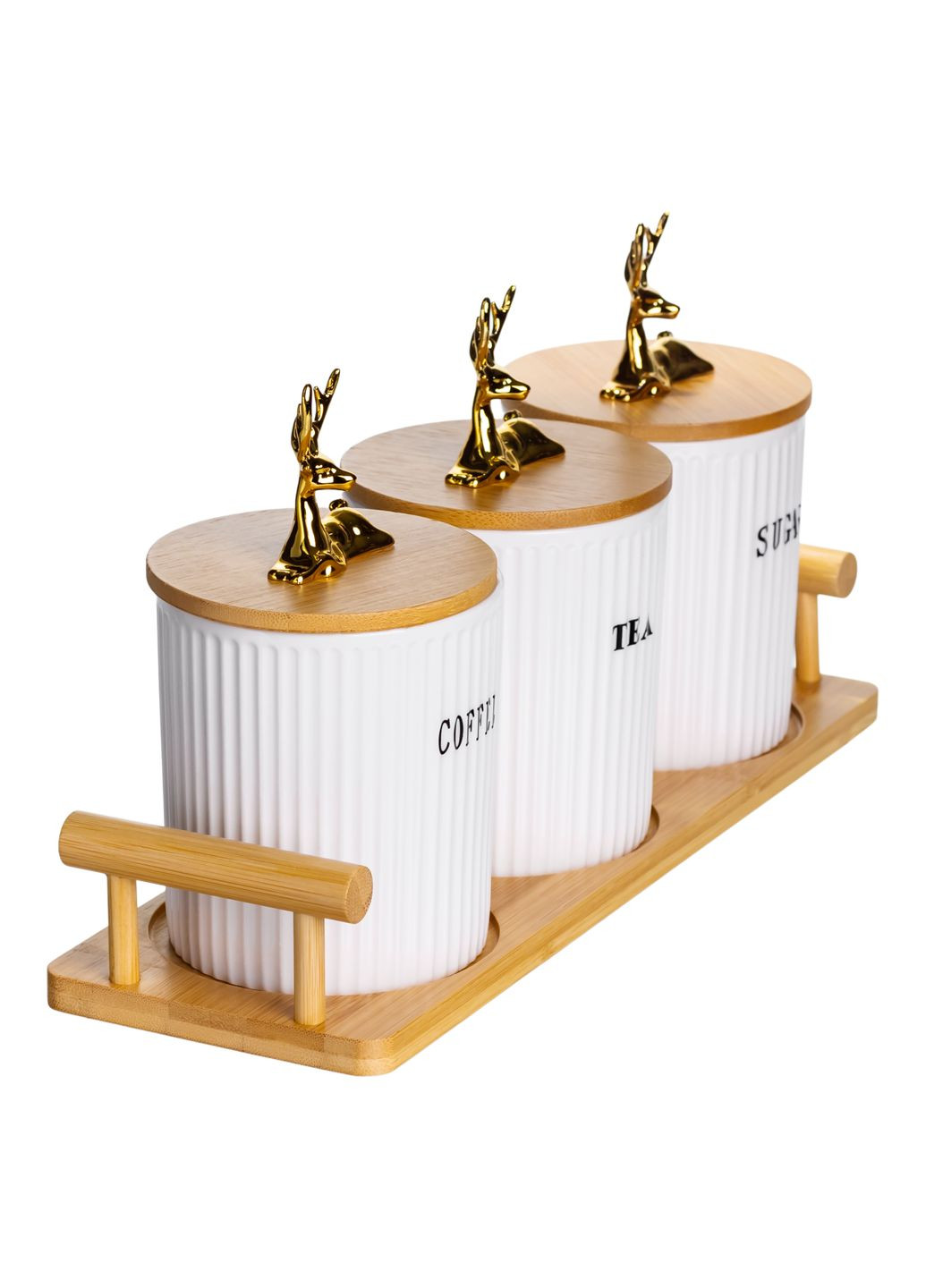 Набор банок для хранения 3 штуки по 400 мл с крышками на подставке Yiwu (366670469)