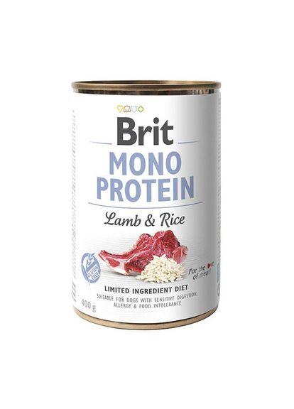Вологий корм для собак Mono Protein з ягням та рисом 400 г (8595602529728) Brit (279566139)