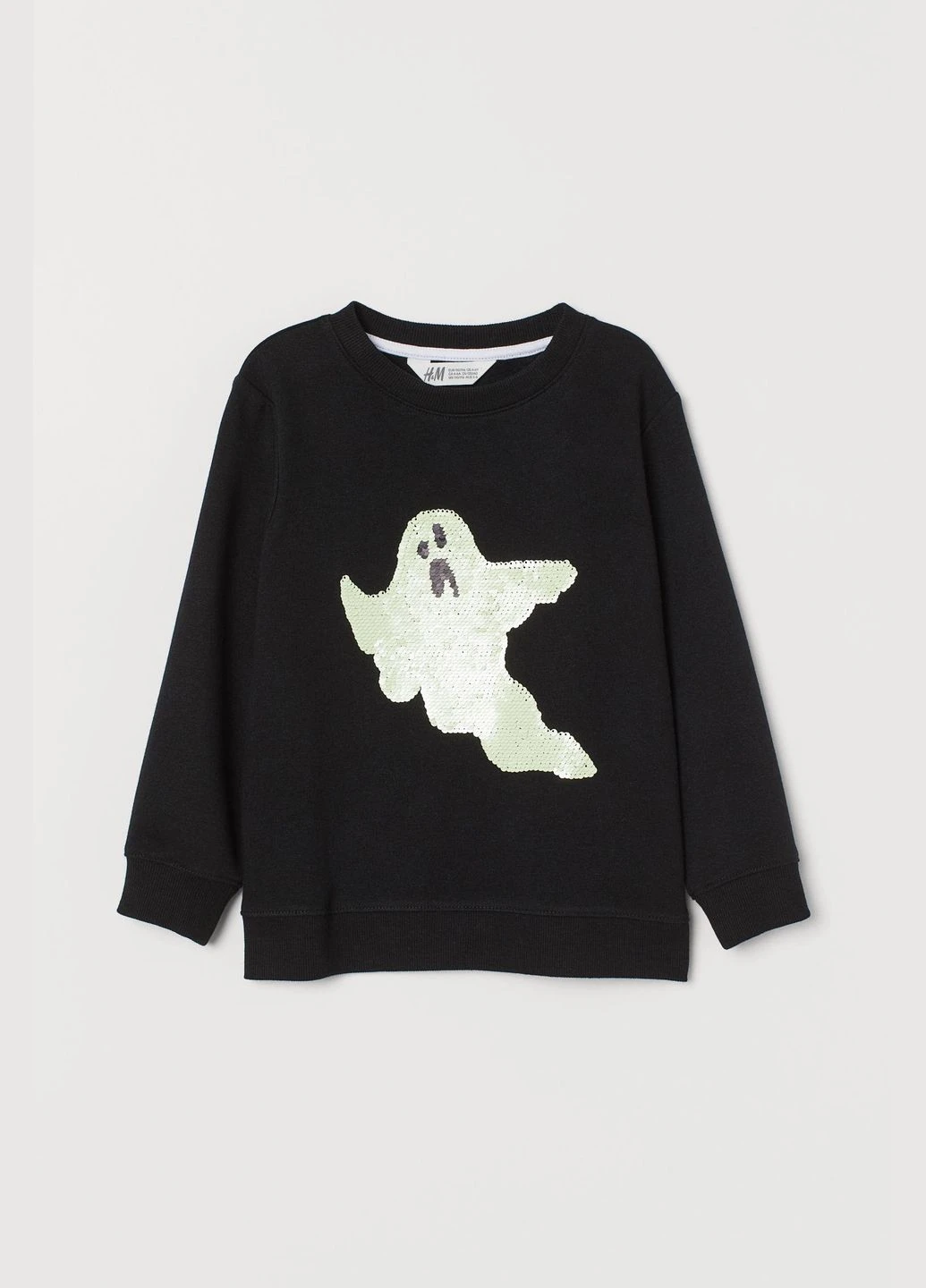 H&M свитшот флис,черный с принтом, черный