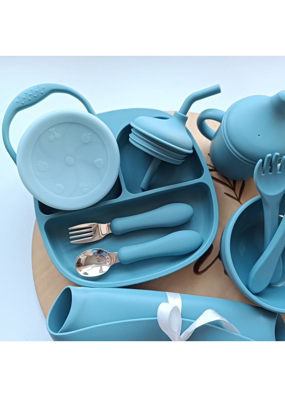 Набор посуды для малыша Смоки блу 10 шт Посуда для малышей безопасная экологичная (0205) No Brand (368999942)