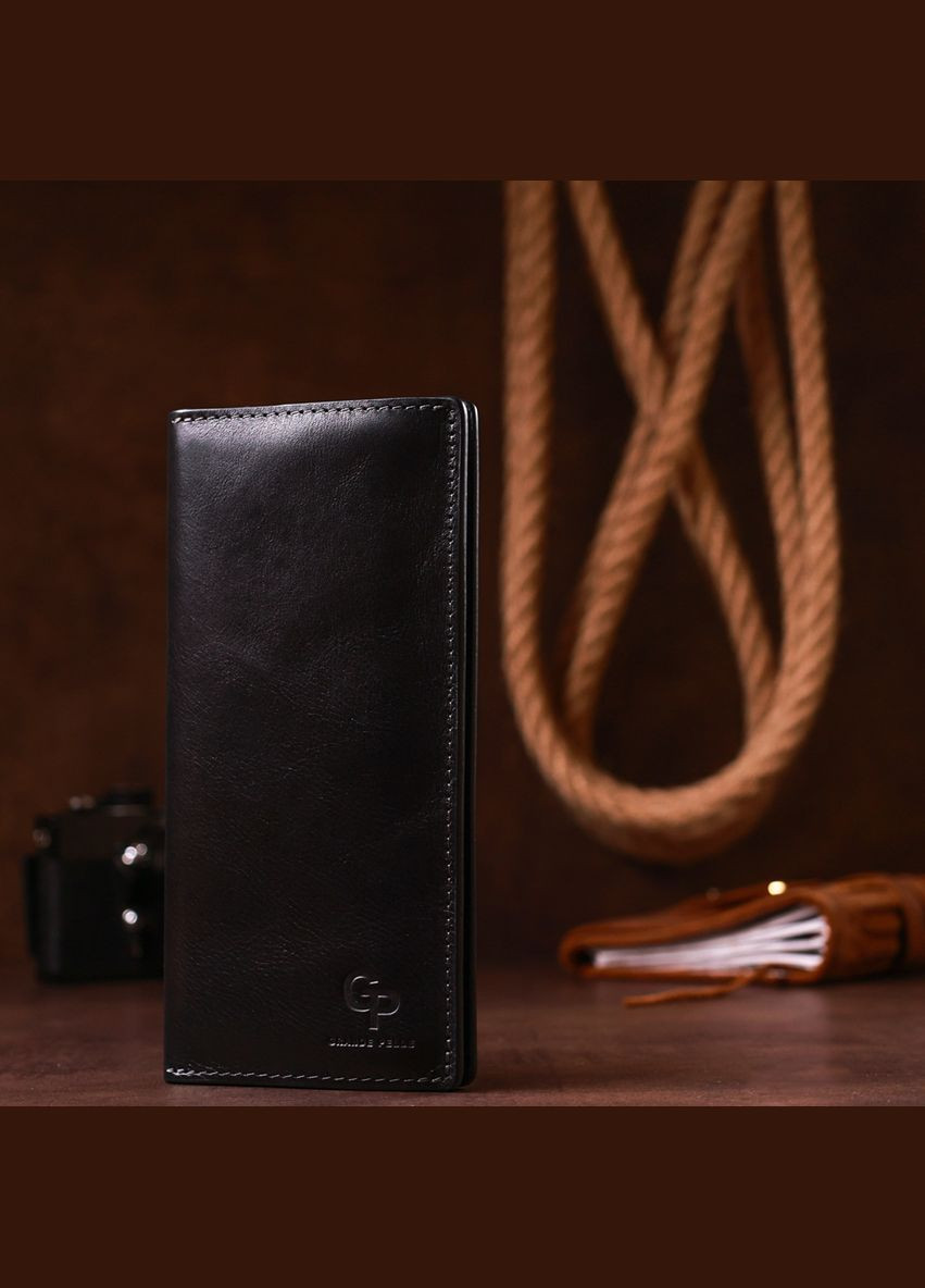Вертикальный мужской кошелек кожаный на магните 11212 Черный Grande Pelle (306882034)