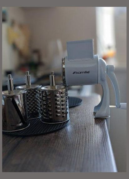 Універсальна тьорка ПОВНІСТЮ з нерж. сталі. механічна 4 насадки KM-6503 Kamille (342117467)