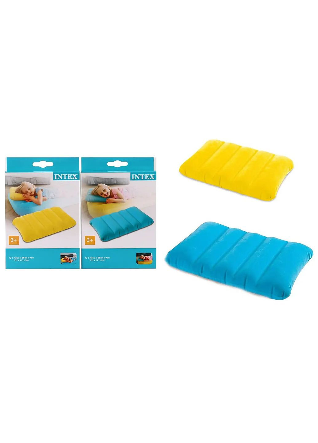 Надувная флокированная подушка 68676, голубая Intex (301916724)