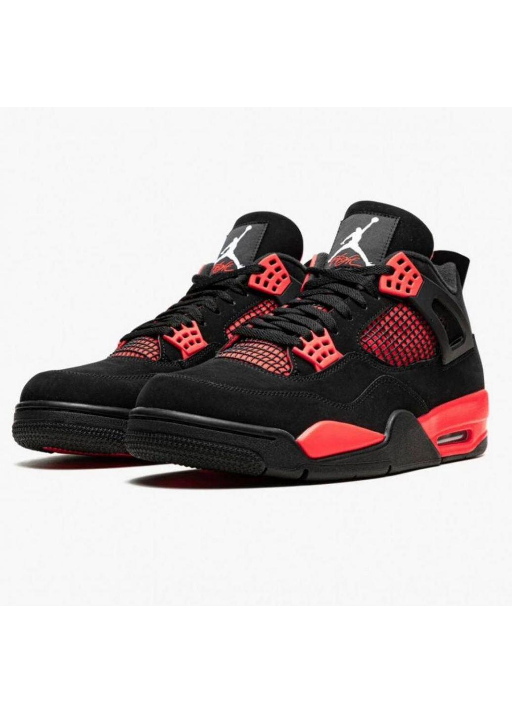 Чорні Осінні кросівки чоловічі nike air jordan 4 black red v2 найк аір джордан No Brand
