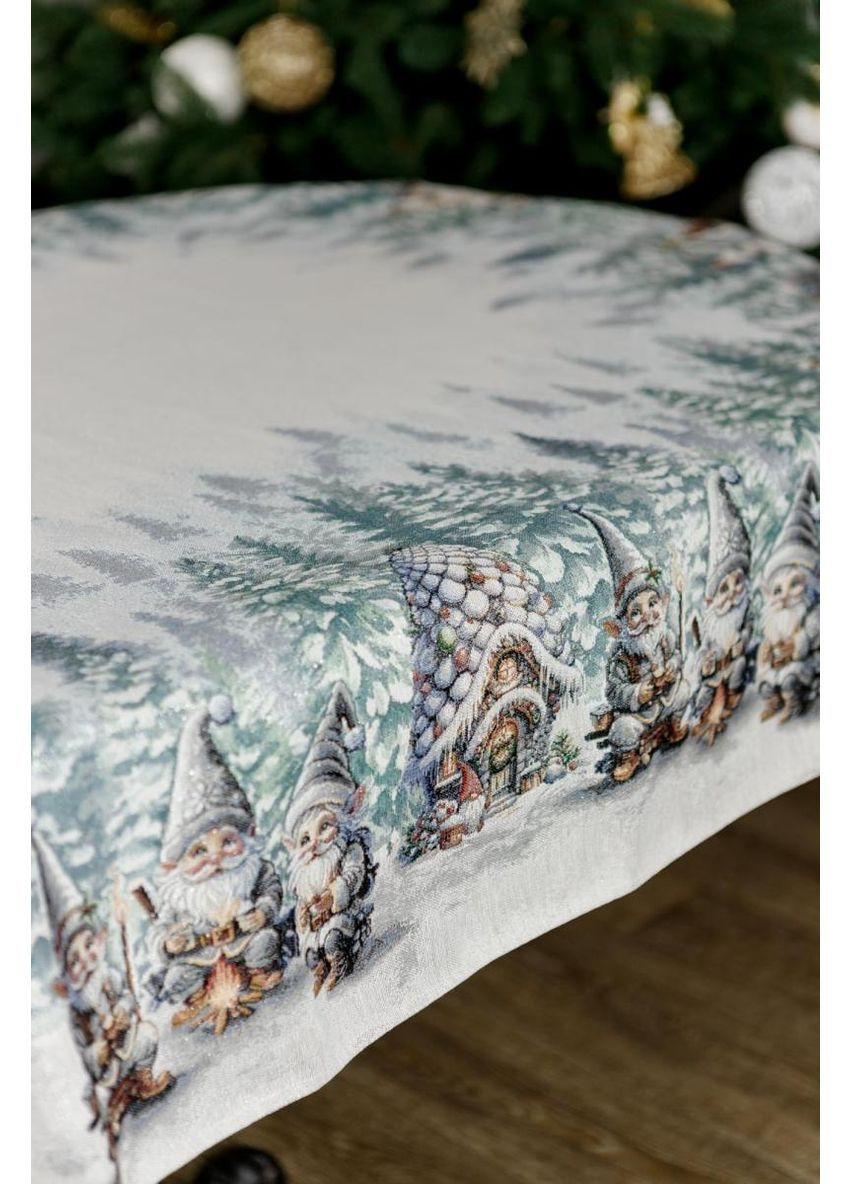 Скатертина новорічна овальна Казкові гноми 135х240 см Різнокольоровий Прованс (372990867)