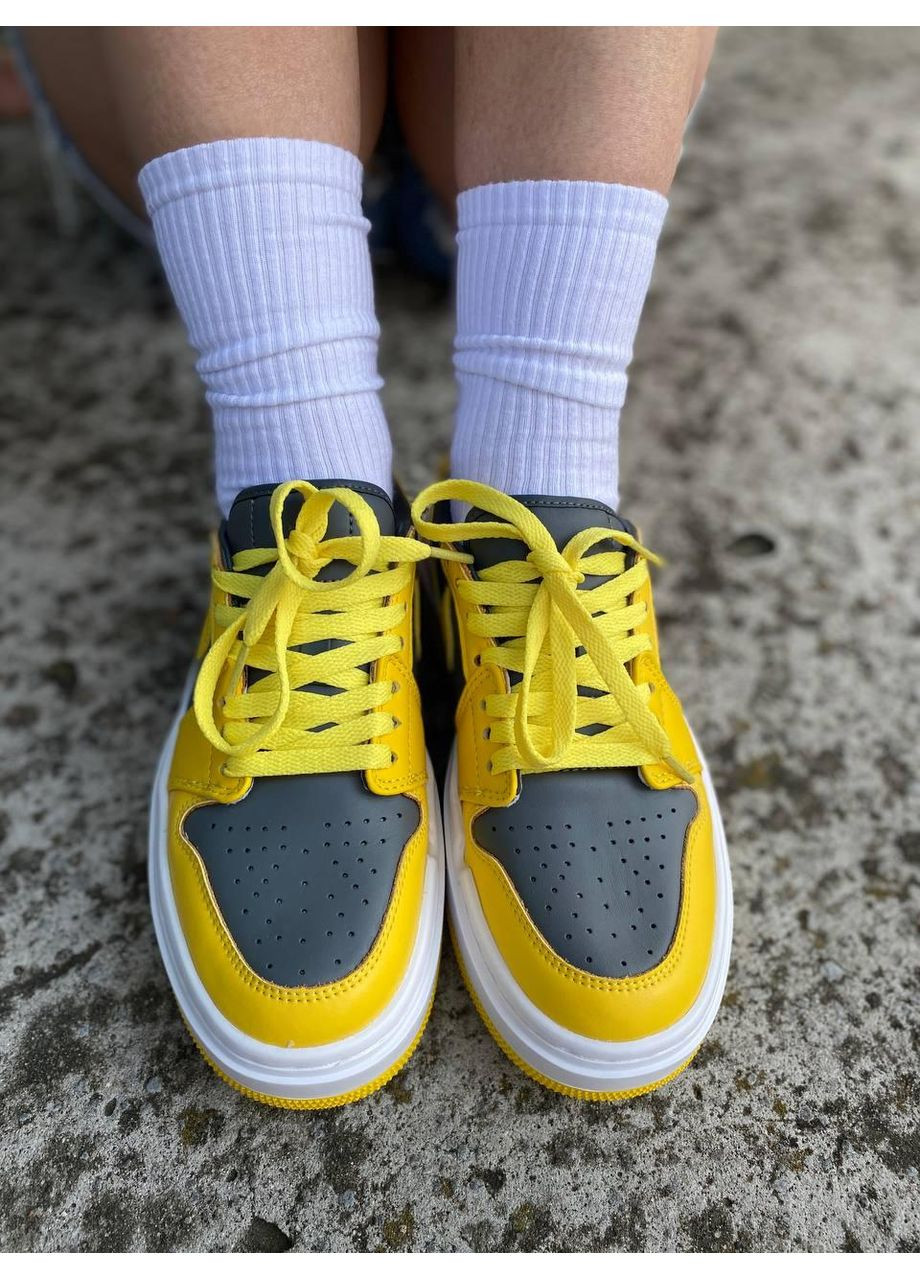 КРОССОВКИ ЖЕНСКИЕ NIKE AIR JORDAN 1 LOW ELEVATE YELLOW GREY DH7004-017 НАЙК АИР ДЖОРДАН No Brand серые демисезоны (368870125)