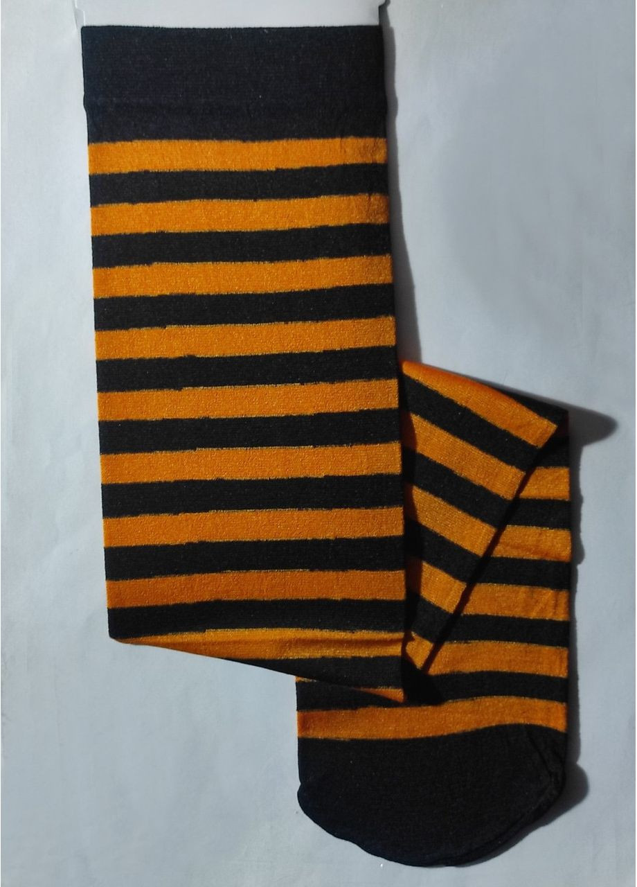 Нейлоновые шелковистые гольфы полосатые черно-оранжевые No Brand (366218493)