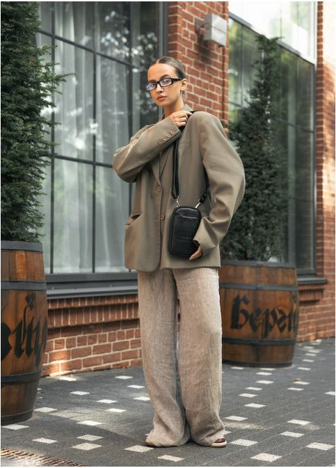 Женская сумка для телефона из натуральной кожи Черная (2927011319) Sambag (366091871)